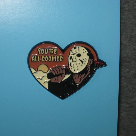 Horror Movie Friday the 13th Jason Vorhees Doomed Metal Enamel Pin 251021A2 - Picture 5 of 6